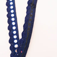Thumbnail for Navy Blue Fringe Trim With Mirrors, Boho, Bohemian Trim