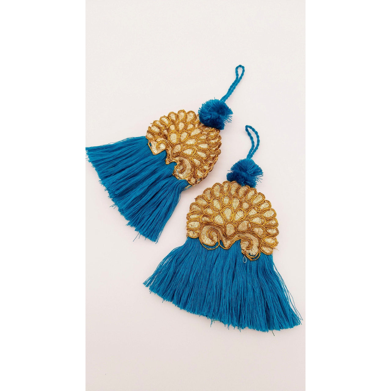 Hand Embroidered Gold Tassels, Gold Latkans, Indian Tassels