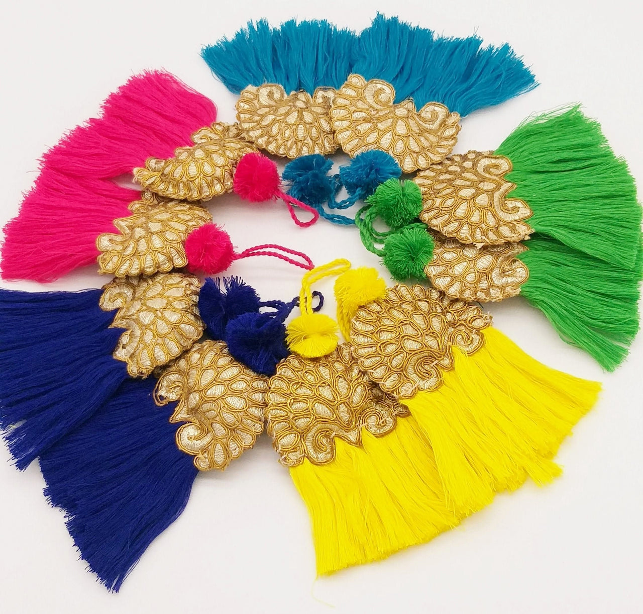 Hand Embroidered Gold Tassels, Gold Latkans, Indian Tassels