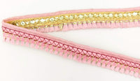 Thumbnail for Pink Tassels Trim, Gold Fringe Trim, Beaded Trim