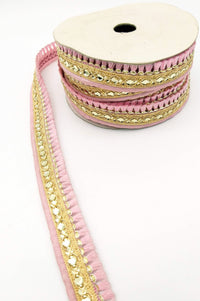 Thumbnail for Pink Tassels Trim, Gold Fringe Trim, Beaded Trim