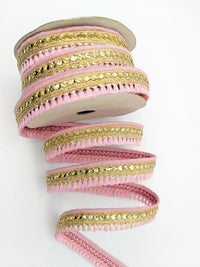 Thumbnail for Pink Tassels Trim, Gold Fringe Trim, Beaded Trim