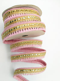 Thumbnail for Pink Tassels Trim, Gold Fringe Trim, Beaded Trim