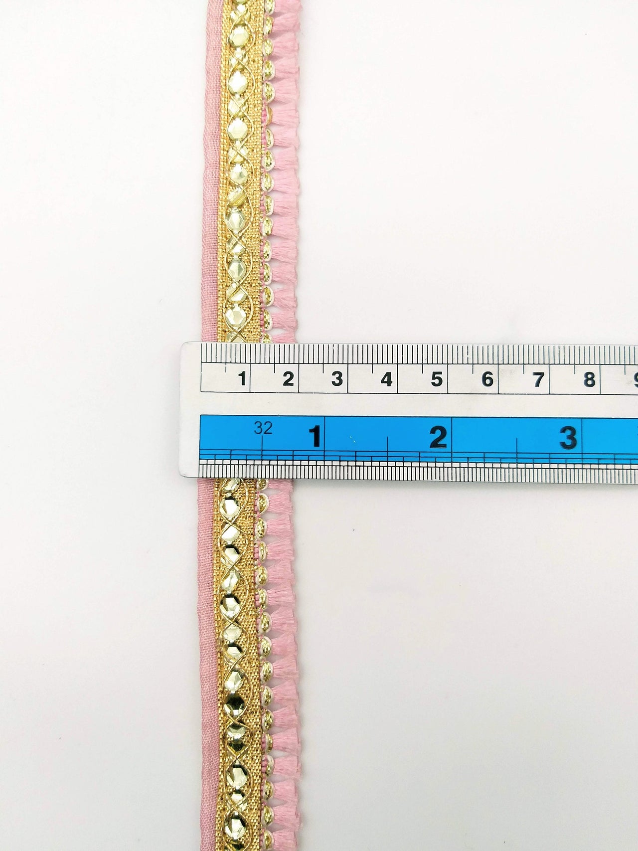 Pink Tassels Trim, Gold Fringe Trim, Beaded Trim