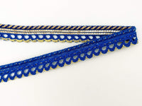 Thumbnail for 3 Yards Royal Blue And Gold Stripes Piping Cord Trim Fringe Trim, Approx. 16 mm wide, Lehariya Trim, Fringing Tape