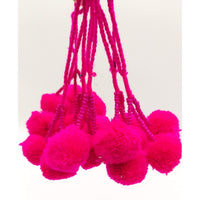 Thumbnail for Fuchsia Pink Beaded Pom-Pom Tassels Latkan, Pompom Decorations, Pom poms