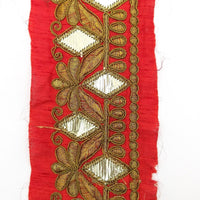 Thumbnail for Trim By 9 Yard Maroon Red Art Silk Fabric Trim, Gold Floral Embroidery Gota Patti Sari Border Decorative Trim Craft Lace