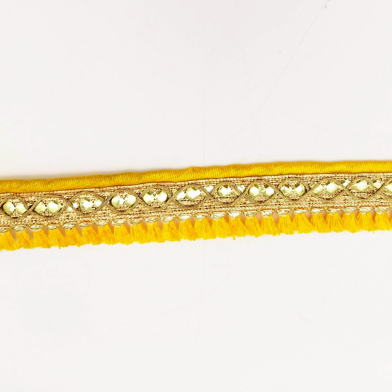Yellow Tassels Trim, Gold Fringe Trim, Beaded Trim, Tassels Trim, Sari Trim, Sari Lace, Decorative Trim, Fringing Tape Trim By 3 Yards
