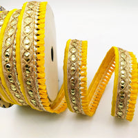 Thumbnail for Yellow Tassels Trim, Gold Fringe Trim, Beaded Trim, Tassels Trim, Sari Trim, Sari Lace, Decorative Trim, Fringing Tape Trim By 3 Yards