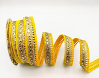 Thumbnail for Yellow Tassels Trim, Gold Fringe Trim, Beaded Trim, Tassels Trim, Sari Trim, Sari Lace, Decorative Trim, Fringing Tape Trim By 3 Yards