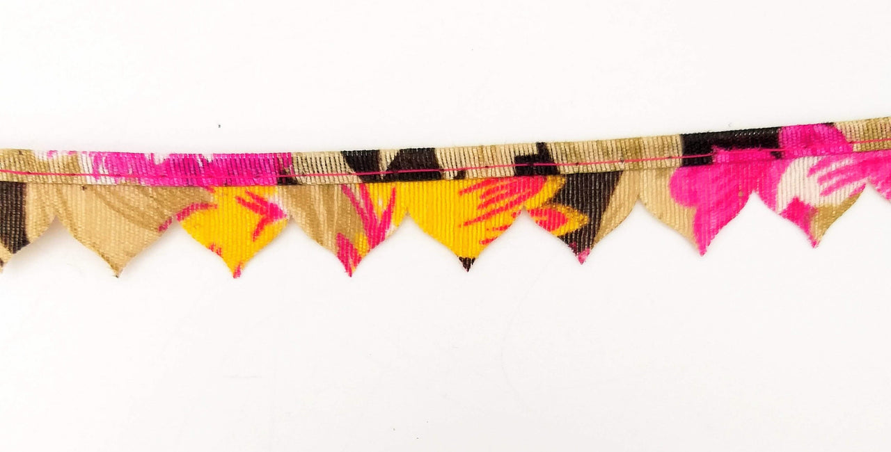 Fuchsia Pink and Orange Floral Fringe Bunting Trim Triangle Shape, 9 Yard Lace Trim, Fringing Trim