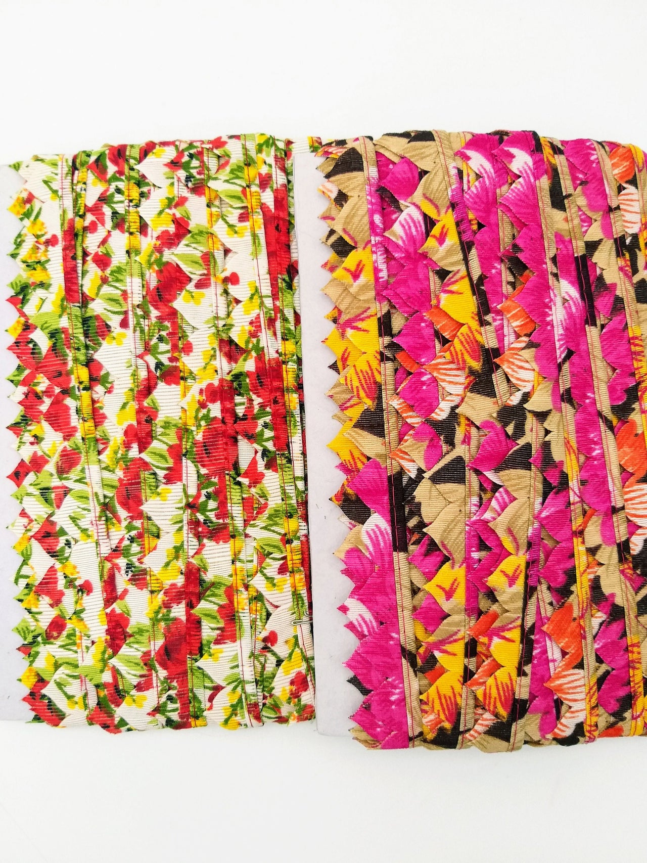 Beige and Red Floral Fringe Bunting Trim Triangle Shape, 9 Yard Lace Trim, Fringing Trim