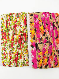 Thumbnail for Beige and Red Floral Fringe Bunting Trim Triangle Shape, 9 Yard Lace Trim, Fringing Trim