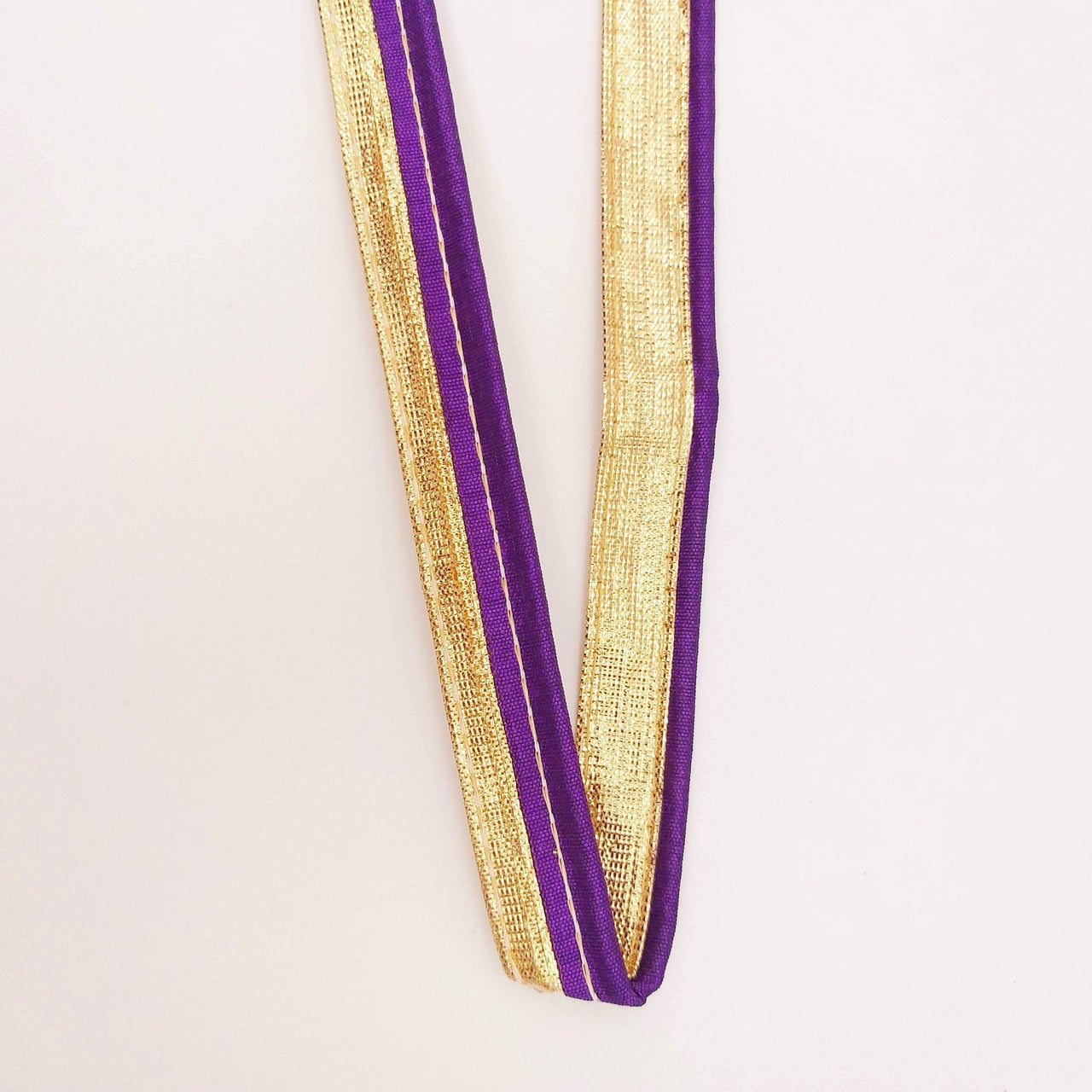 3 Yards, Flanged Insertion Gold Fabric Trim With Violet Piping, 15mm Cord piping Trim Decorative Sewing Edge Trim Flanged Piping Cord