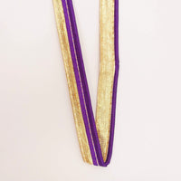 Thumbnail for 3 Yards, Flanged Insertion Gold Fabric Trim With Violet Piping, 15mm Cord piping Trim Decorative Sewing Edge Trim Flanged Piping Cord