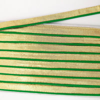 Thumbnail for 3 Yards, Flanged Insertion Gold Fabric Trim With Green Piping, 15mm Cord piping Trim Decorative Sewing Edge Trim Flanged Piping Cord
