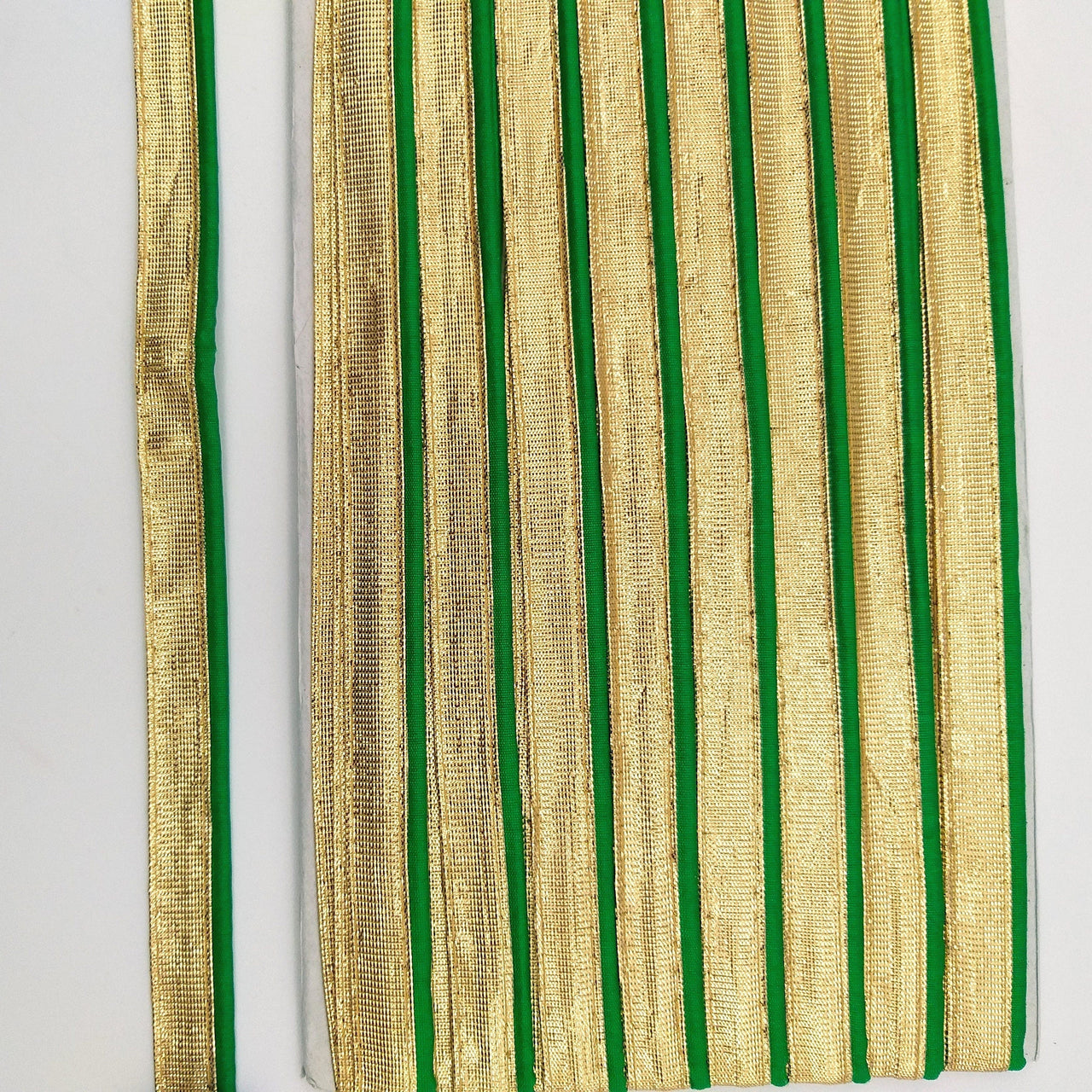 3 Yards, Flanged Insertion Gold Fabric Trim With Green Piping, 15mm Cord piping Trim Decorative Sewing Edge Trim Flanged Piping Cord