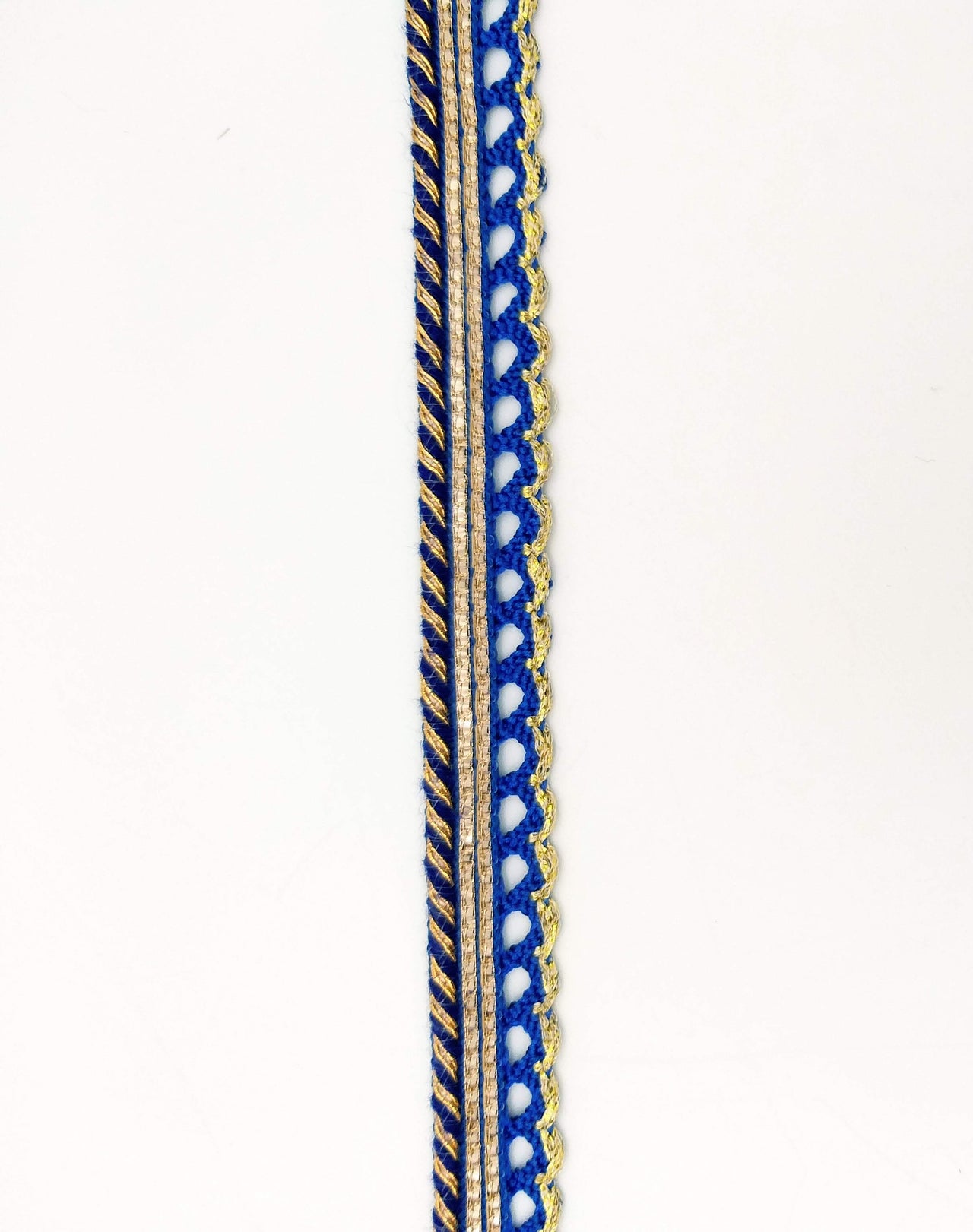 3 Yards Royal Blue And Gold Stripes Piping Cord Trim Fringe Trim, Approx. 16 mm wide, Lehariya Trim, Fringing Tape