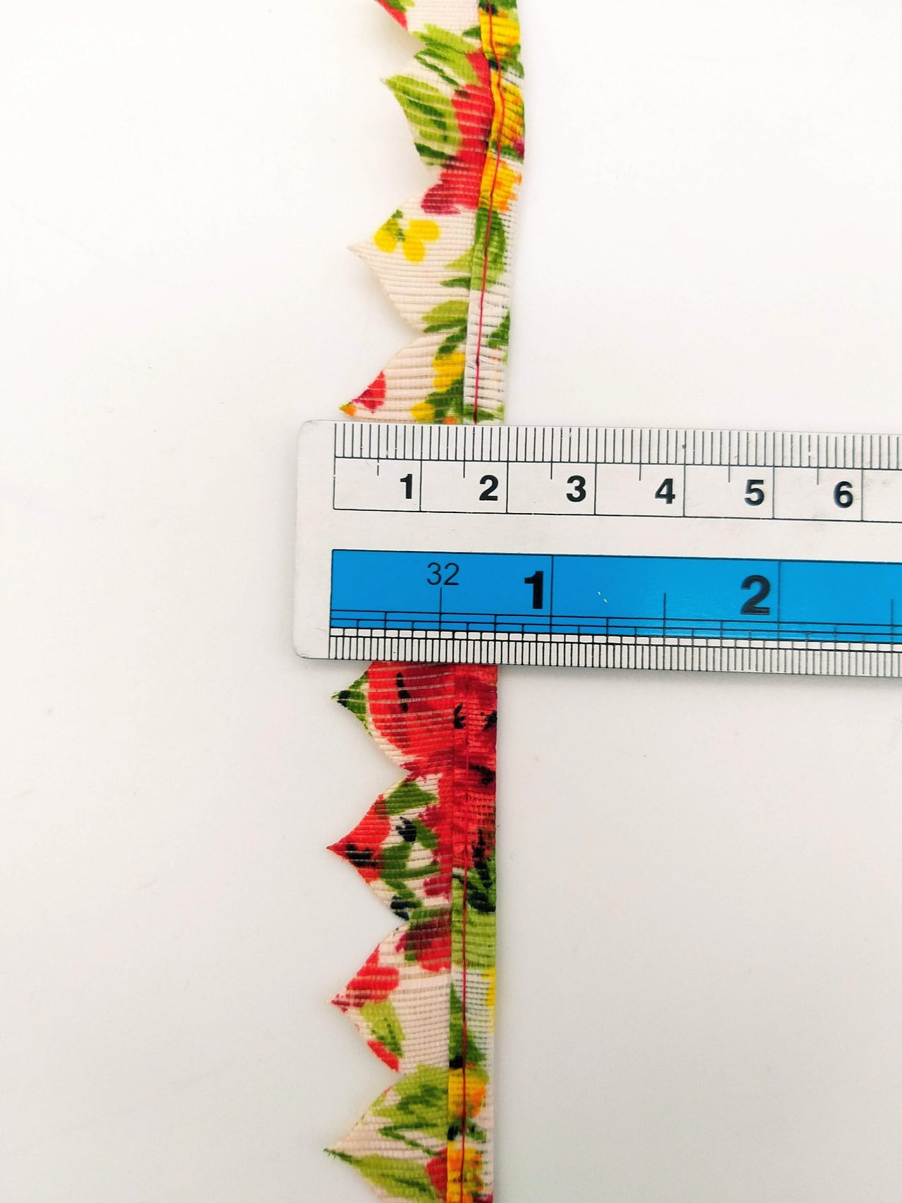 Beige and Red Floral Fringe Bunting Trim Triangle Shape, 9 Yard Lace Trim, Fringing Trim