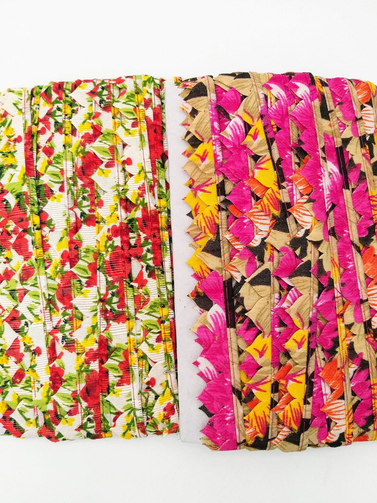 Fuchsia Pink and Orange Floral Fringe Bunting Trim Triangle Shape, 9 Yard Lace Trim, Fringing Trim