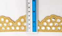 Thumbnail for Beige Mirror Trim, Kutch Embroidered Navratri Garba Dress Trim Bridal Lace, Indian Sari Border 40 mm Wide Trim Per Yard