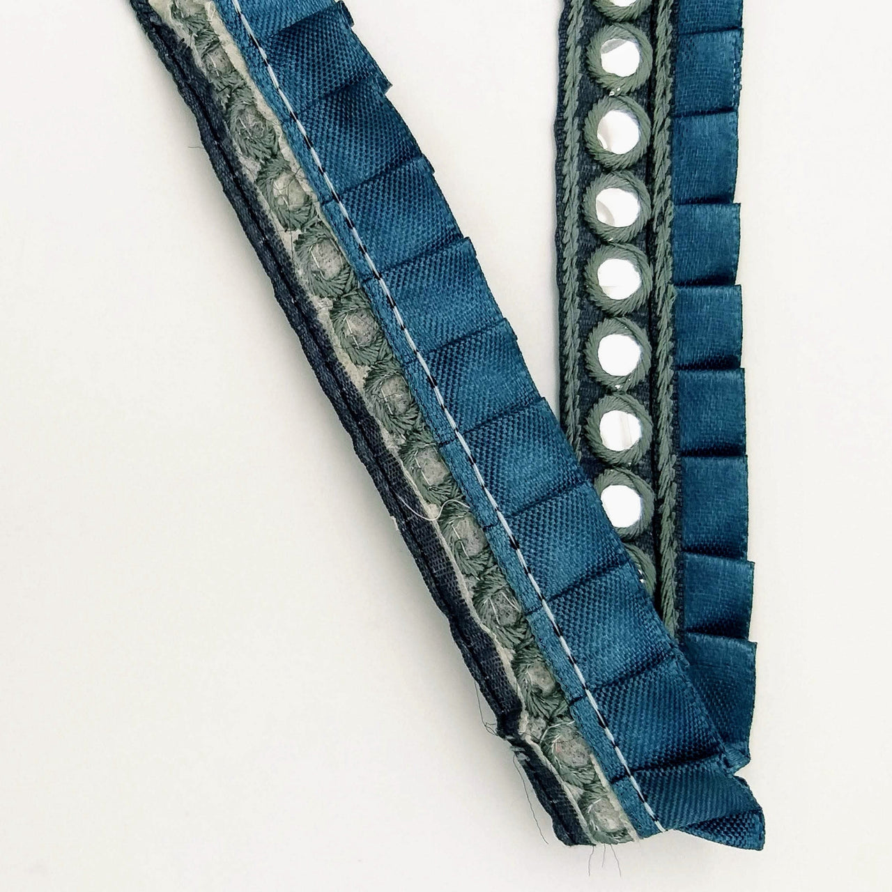 Grey Satin Pleated Lace Trim, Mirrored Fringe Trimming, Approx. 30mm wide