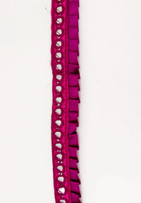 Thumbnail for Dark Violet Satin Pleated Lace Trim, Mirrored Fringe Trimming, Approx. 30mm wide