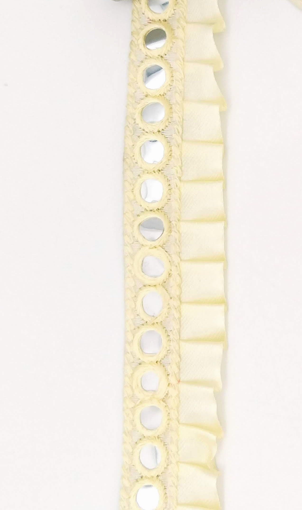 Off White Satin Pleated Lace Trim, Mirrored Fringe Trimming, Approx. 30mm wide