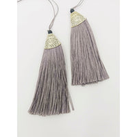 Thumbnail for Grey Tassels Artificial Silk Tassel with Cone Cap, Earring Tassel, Bridal Tassels