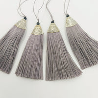 Thumbnail for Grey Tassels Artificial Silk Tassel with Cone Cap, Earring Tassel, Bridal Tassels