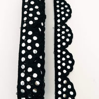 Thumbnail for Black Mirror Trim, Kutch Embroidered Navratri Garba Dress Trim Bridal Lace, Indian Sari Border 40 mm Wide Trim Per Yard