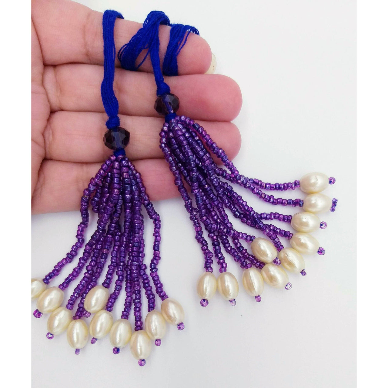 Violet Purple Bead Tassels Latkan, Indian Latkans, Beaded Danglers
