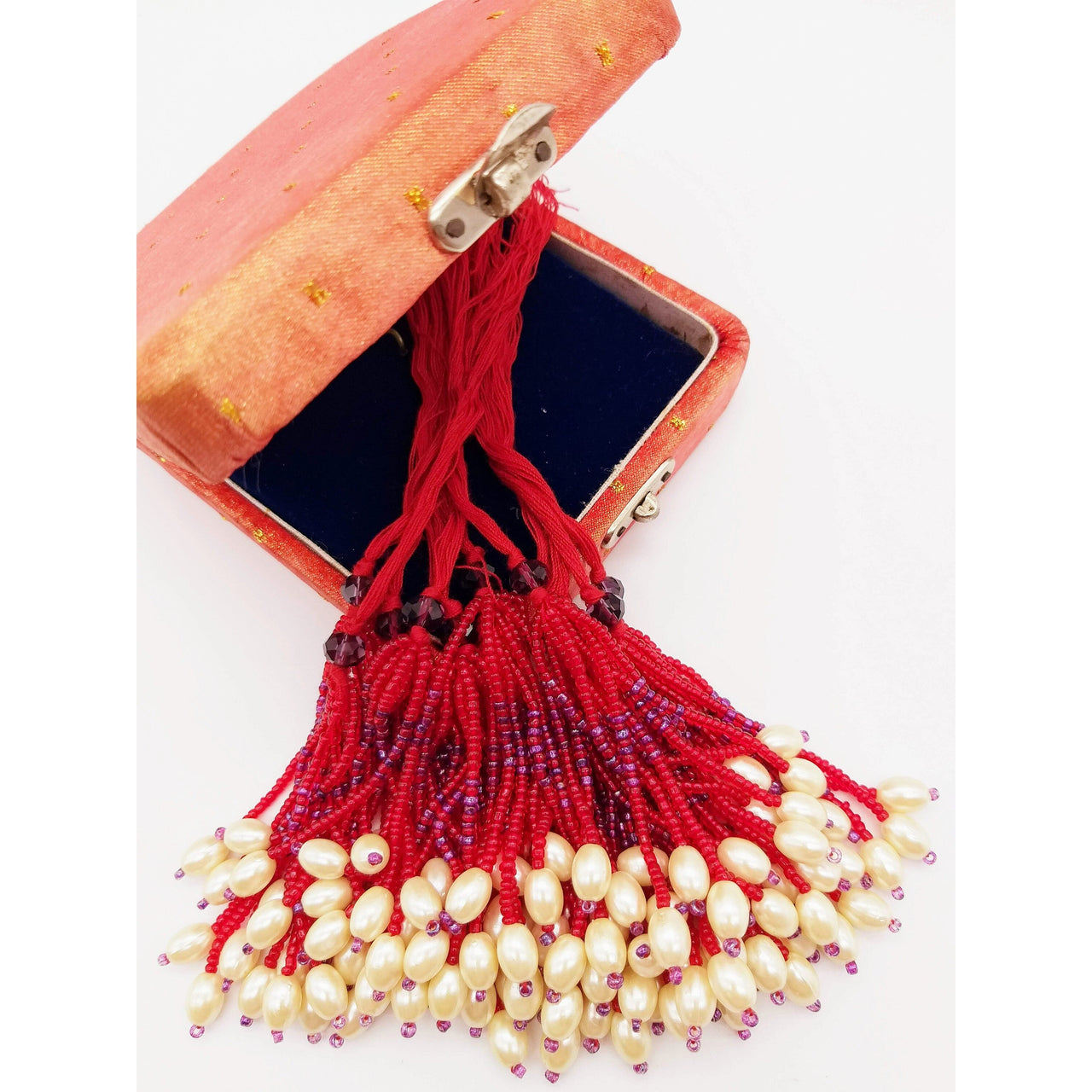 Red and Purple Bead Tassels Latkan, Indian Latkans, Beaded Danglers