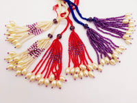 Thumbnail for Red and Purple Bead Tassels Latkan, Indian Latkans, Beaded Danglers
