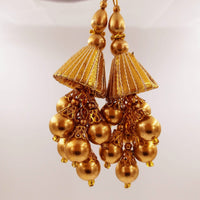 Thumbnail for Handcrafted Gold Bead Tassels Latkan, Indian Latkans, Pearl Bell Tassels