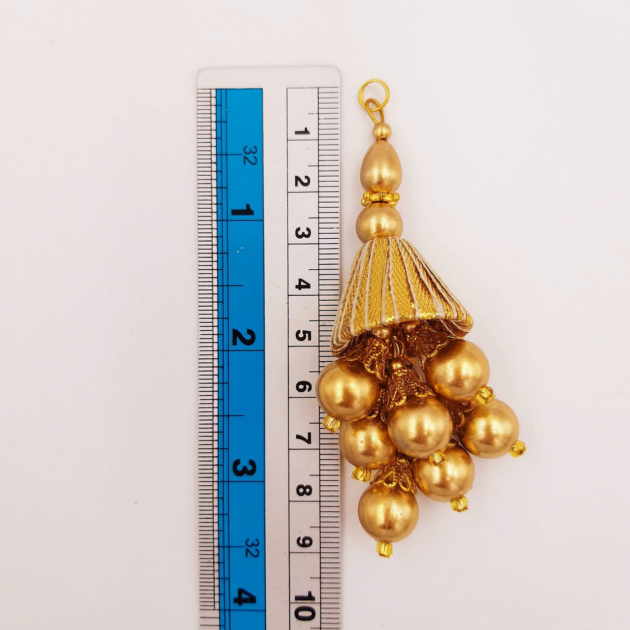 Handcrafted Gold Bead Tassels Latkan, Indian Latkans, Pearl Bell Tassels