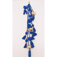 Thumbnail for Royal Blue And Gold Fabric Balls Bunch Tassels, Latkan, Embellishments