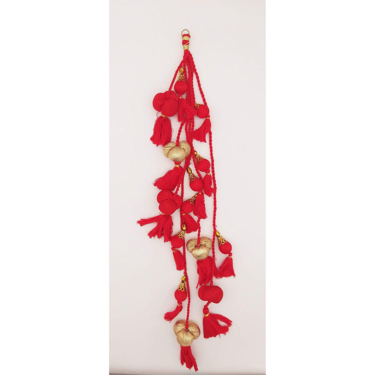 Red And Gold Fabric Balls Bunch Tassels, Latkan, Embellishments