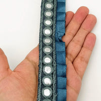 Thumbnail for Grey Satin Pleated Lace Trim, Mirrored Fringe Trimming, Approx. 30mm wide