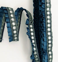Thumbnail for Grey Satin Pleated Lace Trim, Mirrored Fringe Trimming, Approx. 30mm wide