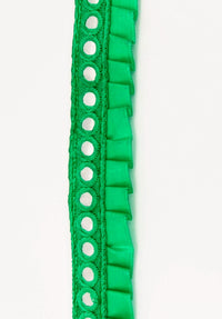 Thumbnail for Jade Green Satin Pleated Lace Trim, Mirrored Fringe Trimming, Approx. 30mm wide