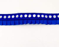 Thumbnail for Royal Blue Satin Pleated Lace Trim, Mirrored Fringe Trimming, Approx. 30mm wide