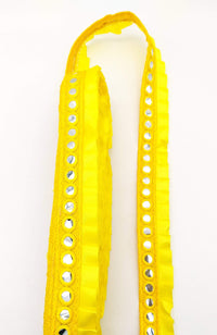 Thumbnail for Yellow Satin Pleated Lace Trim, Mirrored Fringe Trimming, Approx. 30mm wide
