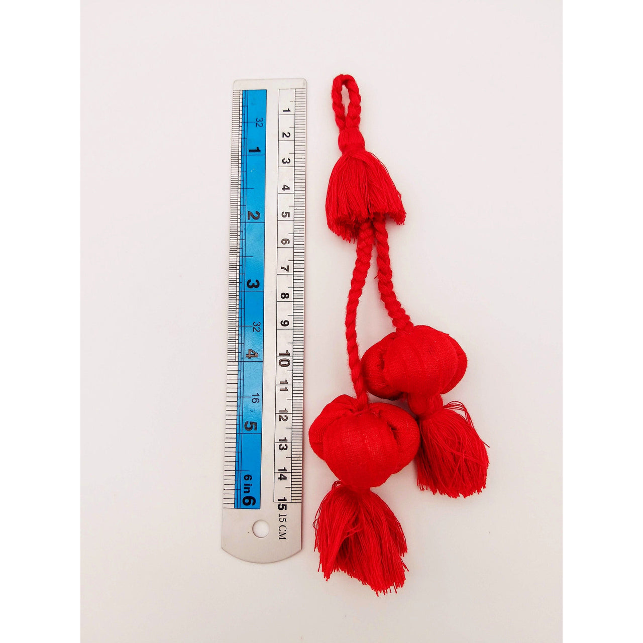 Red Silk Fabric Ball Tassels, Latkan, Embellishments
