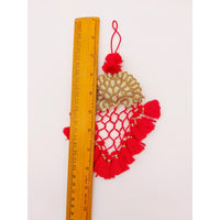 Thumbnail for Gold Hand Embroidered Red Tassels Latkans, Indian Tassels, Boho Chic Tassels
