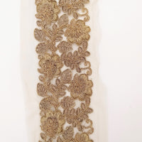 Thumbnail for Grey Net Fabric Lace Trim with Floral Embroidery, Lace Trim, Sari Border