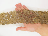 Thumbnail for Grey Net Fabric Lace Trim with Floral Embroidery, Lace Trim, Sari Border