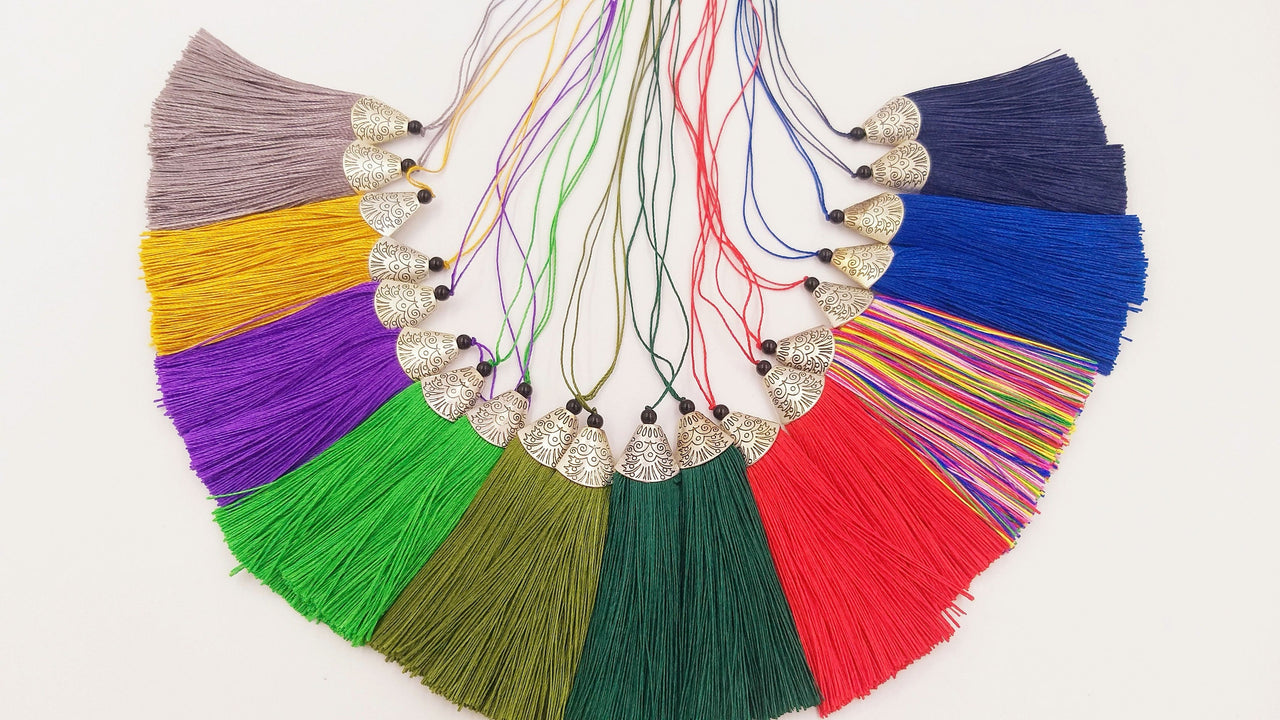 Red Tassels, Artificial Silk Tassel with Cone Cap, Earring Tassel