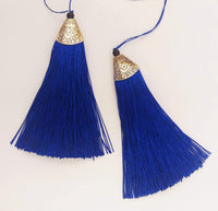 Thumbnail for Royal Blue Tassels, Artificial Silk Tassel with Cone Cap, Earring Tassel