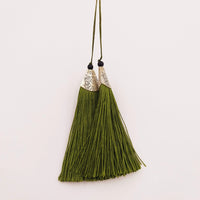 Thumbnail for Olive Green Tassels Artificial Silk Tassel with Cone Cap, Earring Tassel, Bridal Tassels